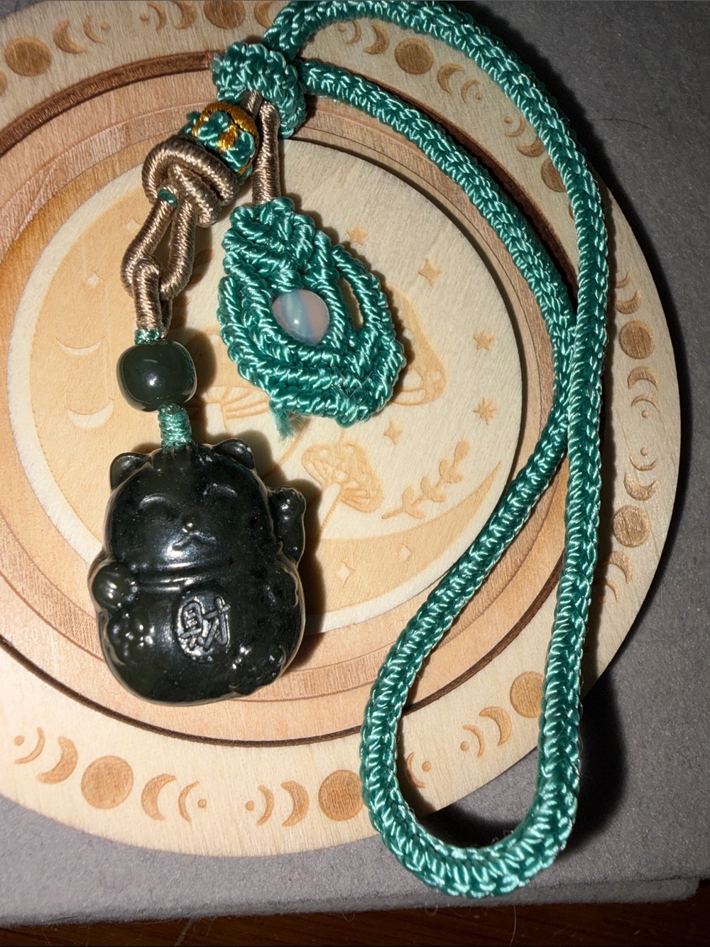 Teal Lucky Cat Charm  keychain - Unbranded